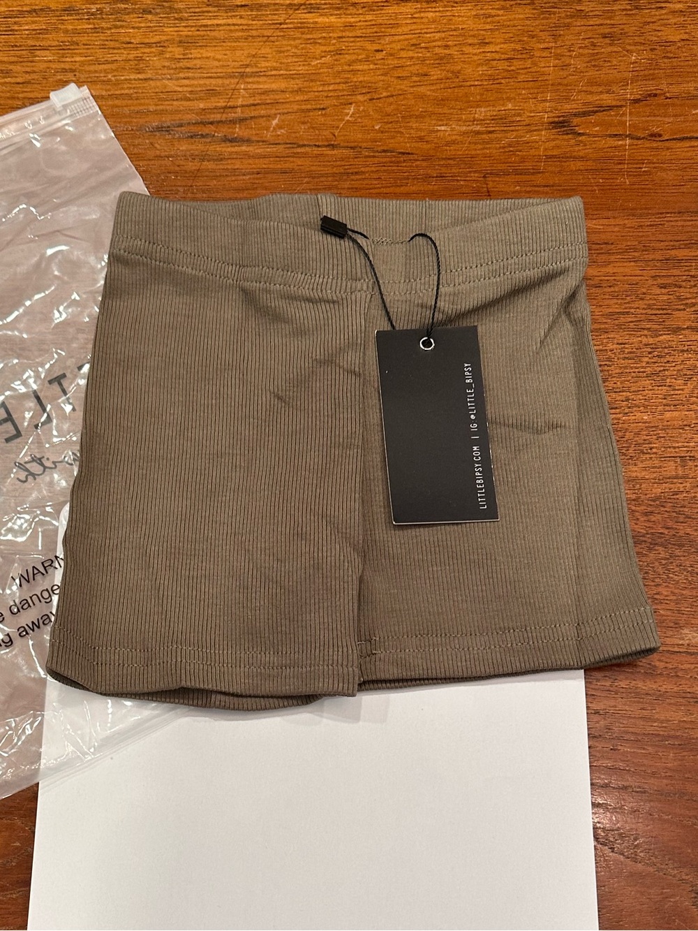 NWT Little Bipsy Ribbed Biker Short, Dark Moss, 12-18 Months
